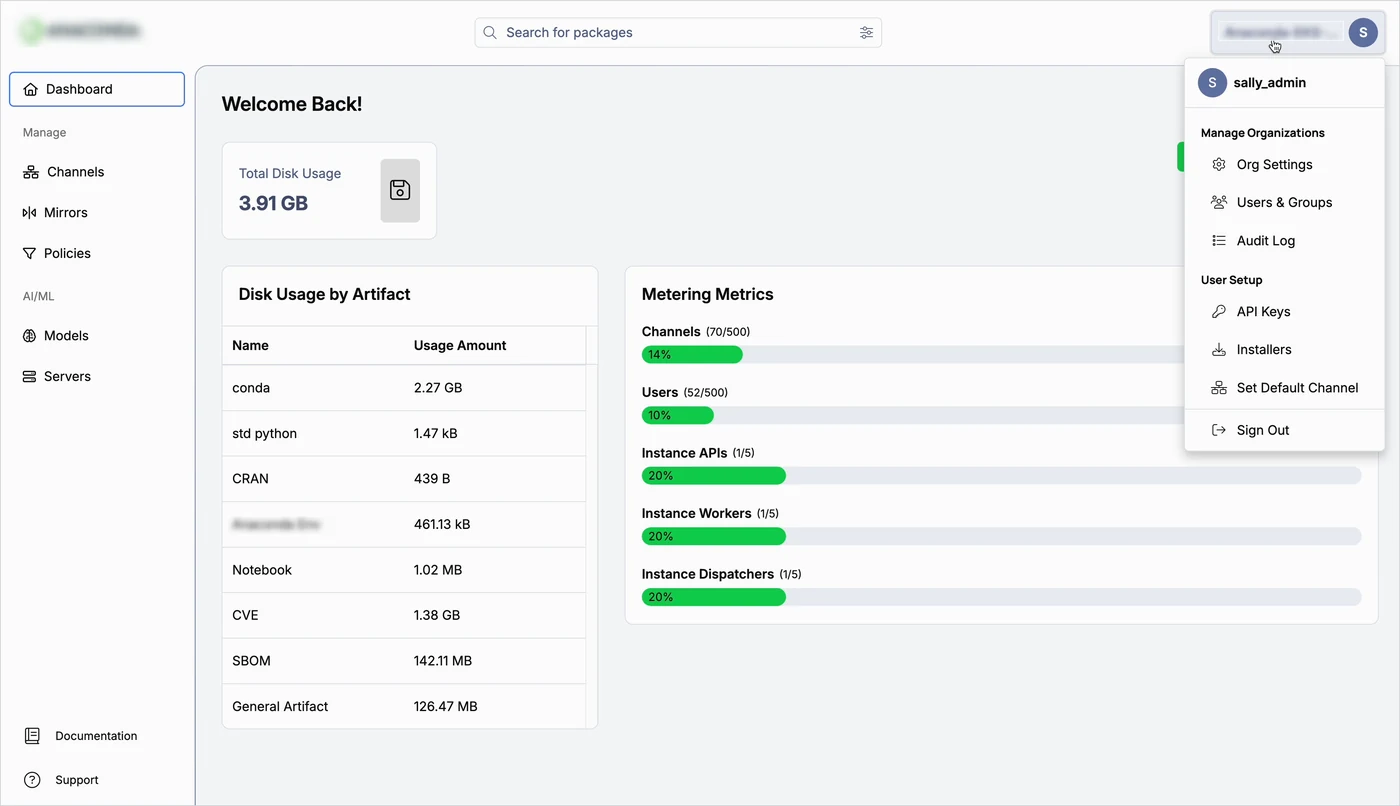 Dashboard and left navigation after the redesign