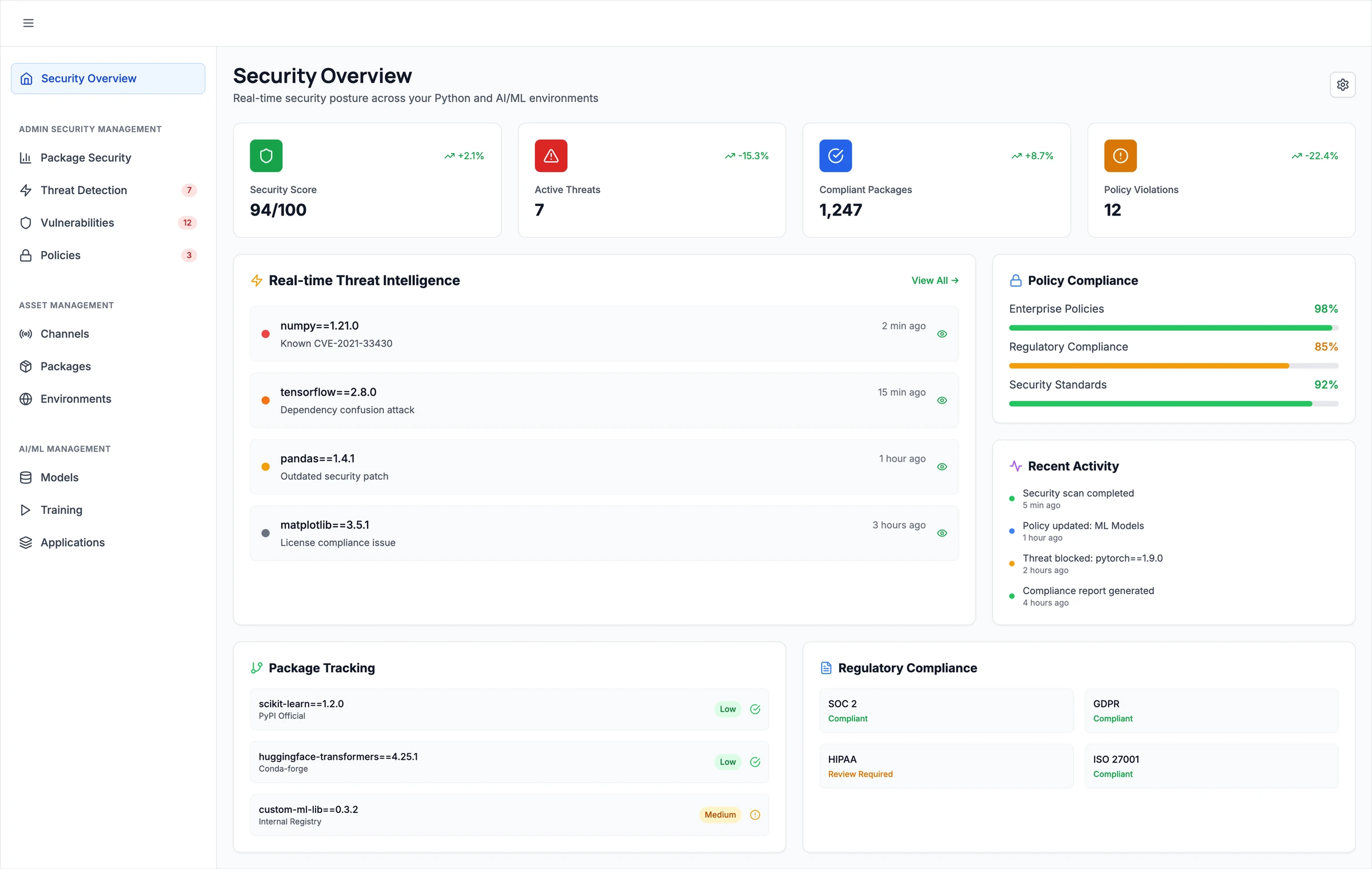 Security overview after direction, with regrouped navigation
