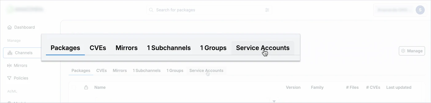 Channel detail page with 6 tabs
